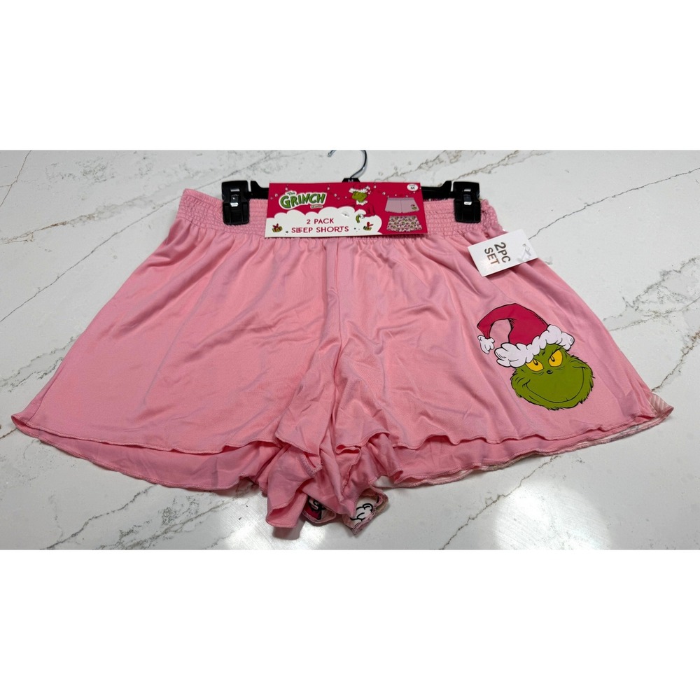The Grinch Pajama Sleep Shorts Pink 2 Pack Womens Size M Dr Seuss NEW‎